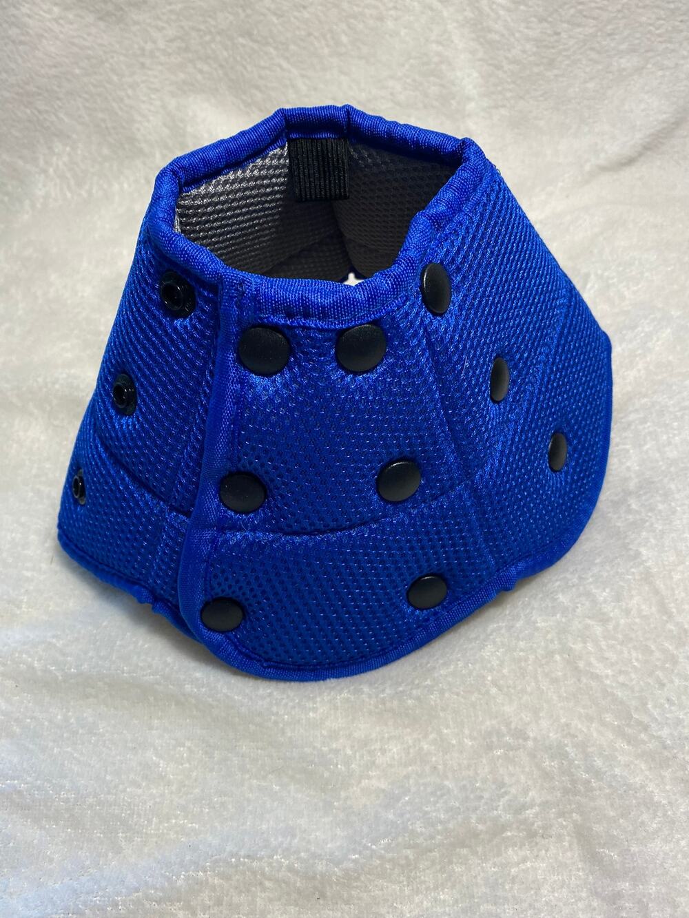 NEW Blue Plush E Collar Size Small, With Snap Shut Buttons, Adjustable